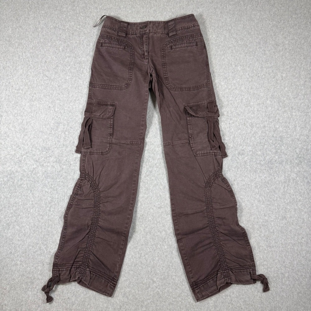 Y2K‎ INC International Concepts Cargo Pants Women Brown Ruched Hem Utility 2P